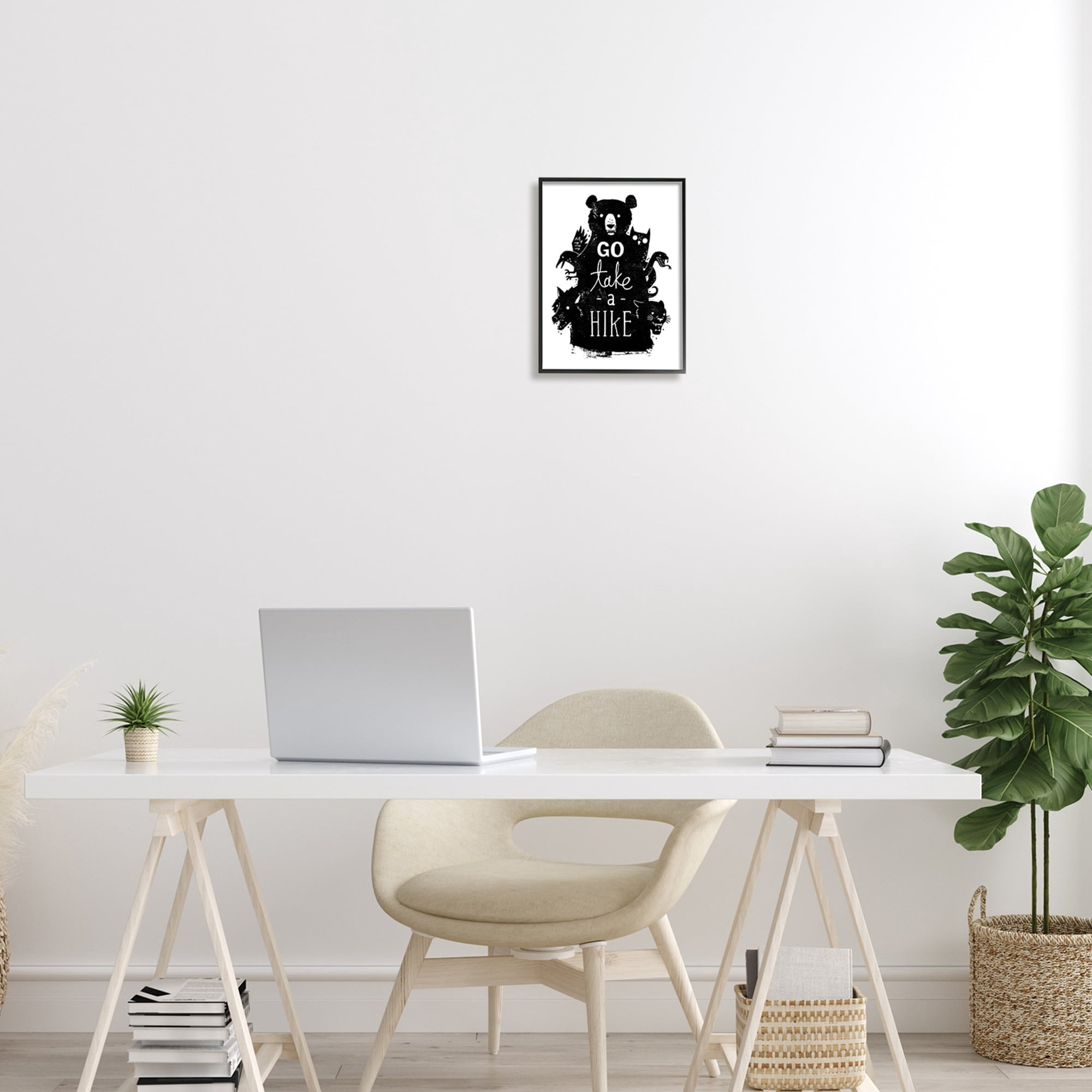 Stupell Industries Take a Hike Typography Wildlife Silhouette Black Bear Framed Wall Art, 11 x 14, Design by Michael Buxton