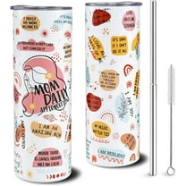 Mom Tumbler With Straw and Lid,Mom Daily Affirmations Tumbler Cup,Best Mom Ever Gifts Mom Life Tumbler Birthday Mother’s Day Gifts Mama Cup Insulated Stainless Steel Skinny Tumbler 20oz