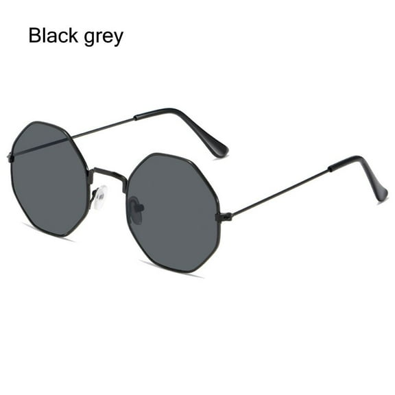 Trendy Sun Glasses UV400 Protection Eyewear Sunglasses for Women Octagonal Polygon Men's Shades Retro Sunglasses BLACK GREY