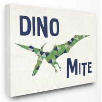 The Kids Room by Stupell Dino Mite Blue Green Dinosaur Kids Word Design Canvas Wall Art by Daphne Polselli
