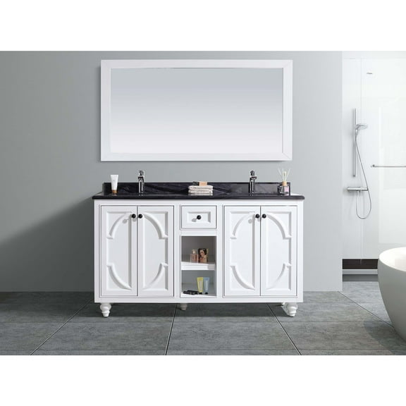 Odyssey - 60 - White Cabinet   Black Wood Counter