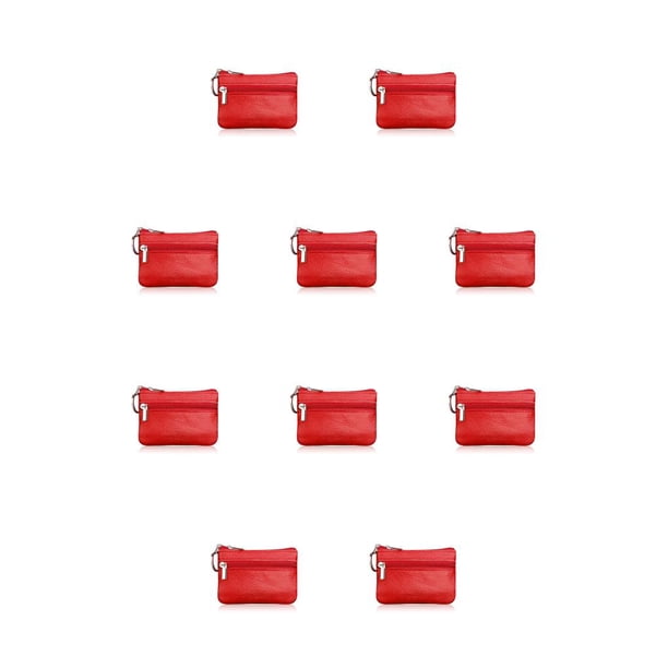 Cartera de cuero Qarigey Organizador de monedas Rojo 10Conjunto