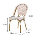 thumbnail image 2 of Outdoor PE Ratten and Aluminum French Bistro Chairs, Set of 2, Rusted Red & White, Bamboo Print Finish, 2 of 8