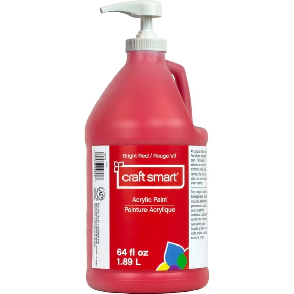 64oz. Bright Red Acrylic Paint by Craft Smart - Fast Drying Paint for Drawing - Painting - Art & Crafts Supplies - 1 Pack