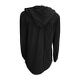 thumbnail image 7 of Lightweight Hoodies for Women Trendy Drawstring Buttons Hooded Pullover Sweatshirts Loose Casual Fall Tops (3XL, Black), 7 of 7