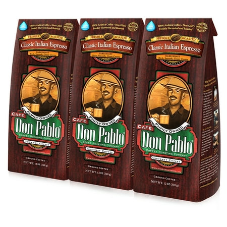 (3 Pack) Don Pablo Classic Italian Espresso Dark Roast Whole Bean Coffee, 12