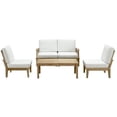 thumbnail image 2 of Modway Marina Modern Wood 5-Piece Patio Teak Sofa Set in Natural/White, 2 of 6