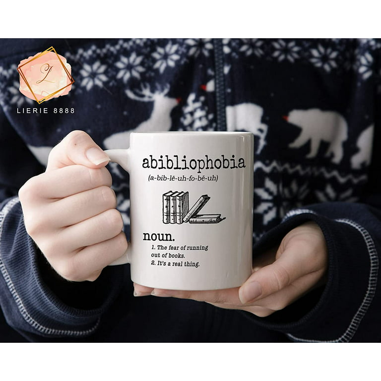 Book Lover Gift. Abibliophobia Mug. Vintage Reader Coffee Cup. Book Lover  Gifts. Funny Reading Mug. Bookworm Gift. English Teacher Gift. 