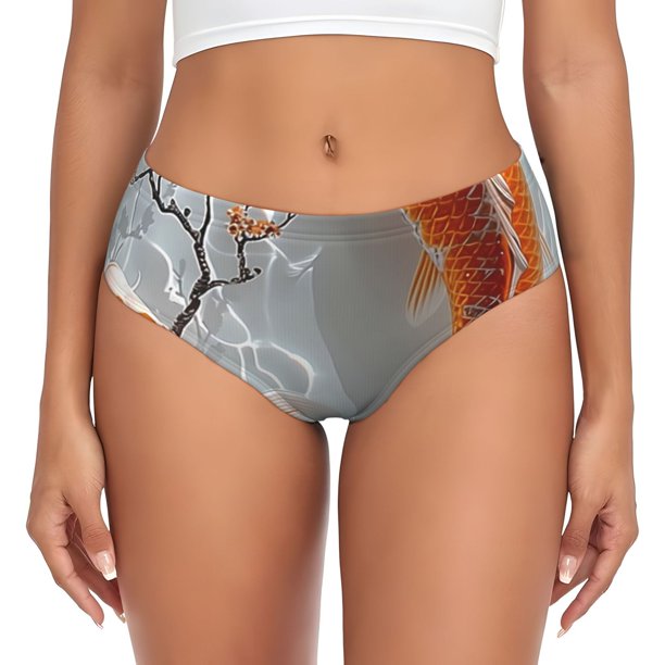 Balery Koi Fish Water Ropa Interior de Algodón para Mujer con Dibujo – Braguitas Cómodas y Elásticas, Estilo Clásico-XX-Large