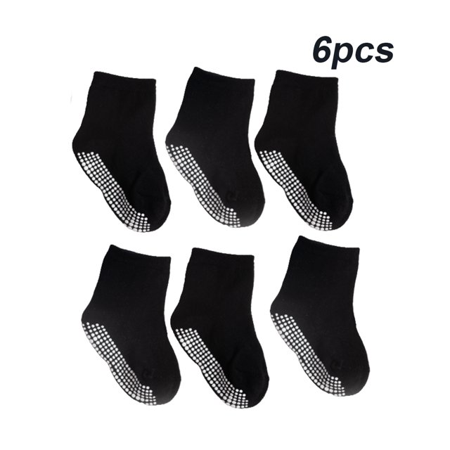 6 Pieces Kids Stockings Socks with Nice Elasticity Comfortable Wearing Simple Style Good Craftsmanship Hose Keep Crawing medium black 8-10