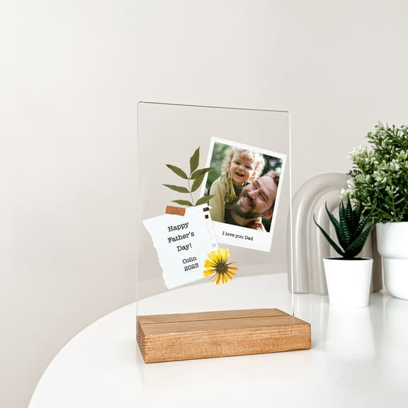 Personalized Photo Any Picture Wood Table Desk Stand Dad New Daddy Father Custom Free Engraved Keepsake Baby's First 1st Father's Day Gift!