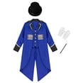 thumbnail image 3 of YUUMIN Kids Vintage Victorian Medieval Steampunk Tailcoat with Hat Gloves Magic Wand Magician Outfits Royal Blue 16, 3 of 7