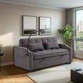 thumbnail image 5 of ASINMAK Convertible Sofa Bed Velvet Sleeper Sofa with Pull-Out Bed, 3-in-1 Futon Couch with Reclining Backrest and USB Support Side Pocket, Modern Loveseat for Living Room, Twin Size - Charcoal Gray, 5 of 6