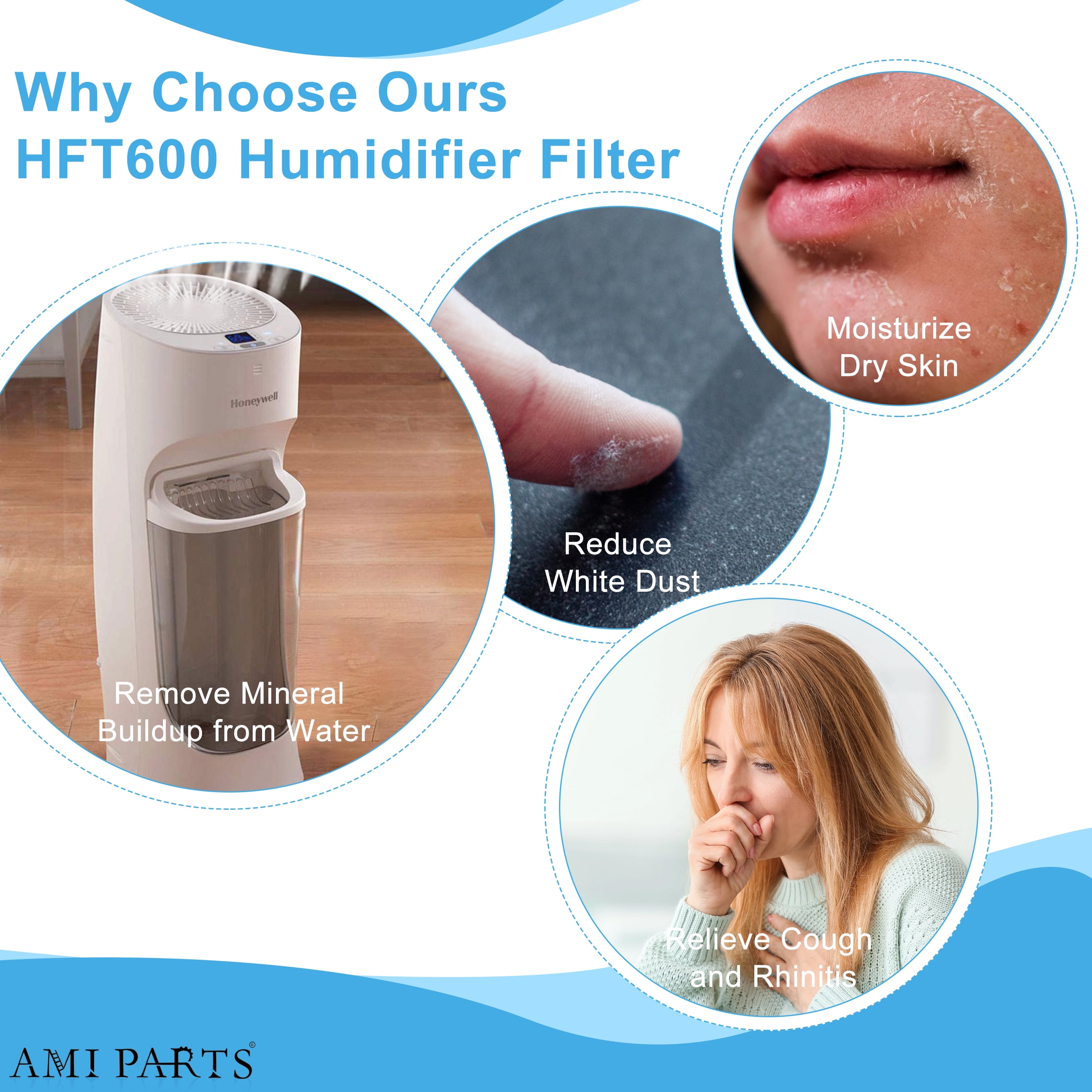 AMI PARTS Humidifier Replacement Wicking Filter HFT600 for Honeywell Filter T HFT600 / HFT600PDQ HEV615