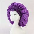 thumbnail image 1 of Zhuge Gorro de seda satinada para dormir para mujer, gorro grande para el pelo, gorro para dormir por la noche, bufanda envolvente para mujer, trenzas, cabello rizado con banda para atar (morado), 1 of 2