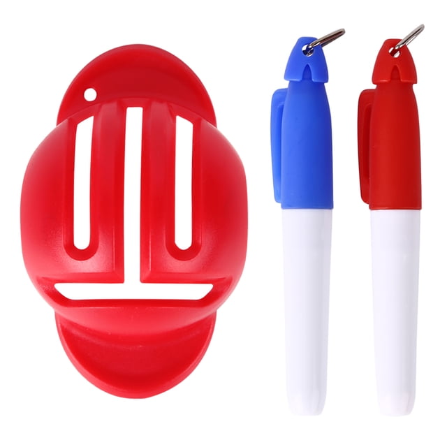 Marqueur de Ligne de Golf avec 2 Stylos de Marquage, Doublure de Ligne de Balle de Golf, Marquage Double Face, Aides à l'Entraînement, Accessoires de Sport Rouge