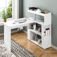 thumbnail image 4 of Advwin Manicure Table Nail Desk with Dust Collector, L-Shaped Nail Tech Desk with Storage Shelf, Rotating Reversible Beauty Nail Salon Station for Salon & Home Use, White, 4 of 11