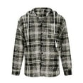 thumbnail image 3 of Fleece Shirt Jackets for Men with Hoodie M-5X Plus Size Long Sleeve Shackets Shirts Big & Tall Button-Down Plaid Printed Thermal Warm Outerwear Coats, 3 of 5