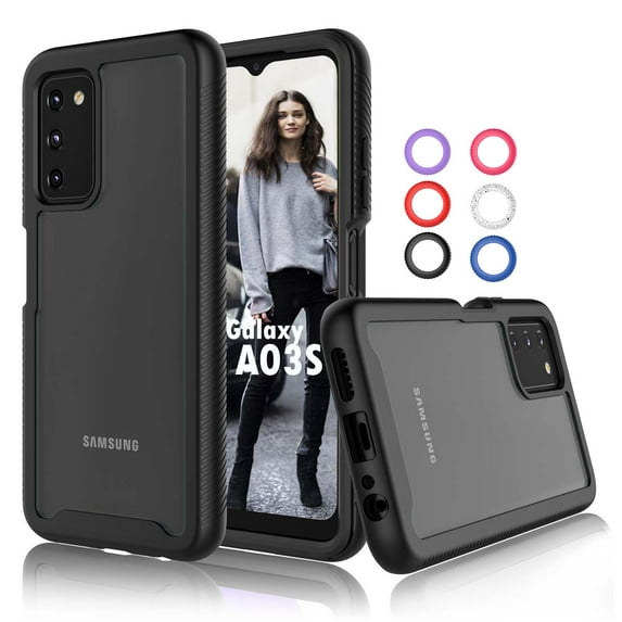 Galaxy A03S 5G Case Clear, Phone Case for 2022 Samsung Galaxy A03S 6.5", Njjex Full-Body Rugged Transparent Clear Back Bumper Case Cover for Samsung Galaxy A03S 5G -Black