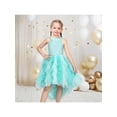thumbnail image 2 of Sunny Fashion Girls Halter Dress Turquoise Ruffle Tiered Mermaid Sequin Pageant Tulle 7 Years, 2 of 8