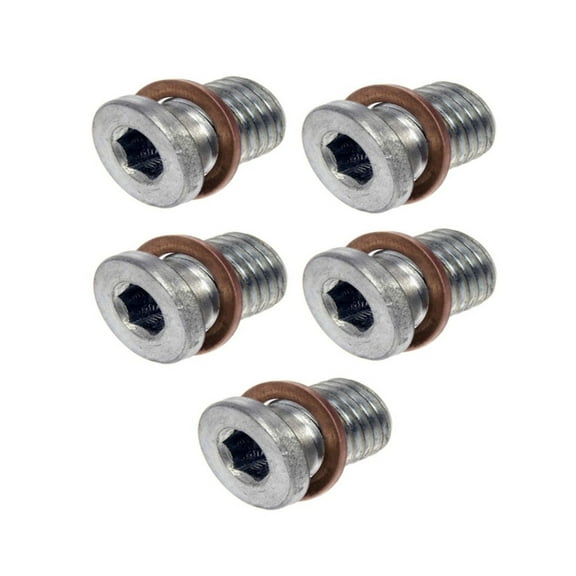 KarParts360 For Volkswagen Jetta 2014 15 16 17 2018 Engine Oil Drain Plugs | 5 Pieces | Steel | Silver | Fine Thread Type | 5.8 Bolt Grade | Conventional Drain Method | For N91167901, N90856001