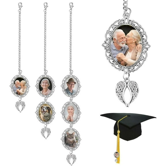 Personalized Graduation Tassel Photo Charm With Angel Wings, Graduate Cap Decorations Memorial DIY Tassel Gifts For Class Of 2025 Grad Cap Gown Ceremony