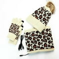 thumbnail image 4 of CHENge Women'S Winter 3 Piece Cable Knit Hat Gloves & Scarf Set Red Leopard Print Knit Winter Scarf Hat and Gloves Set for Women Men Cold Weather Accessories(Yellow,One Size), 4 of 4