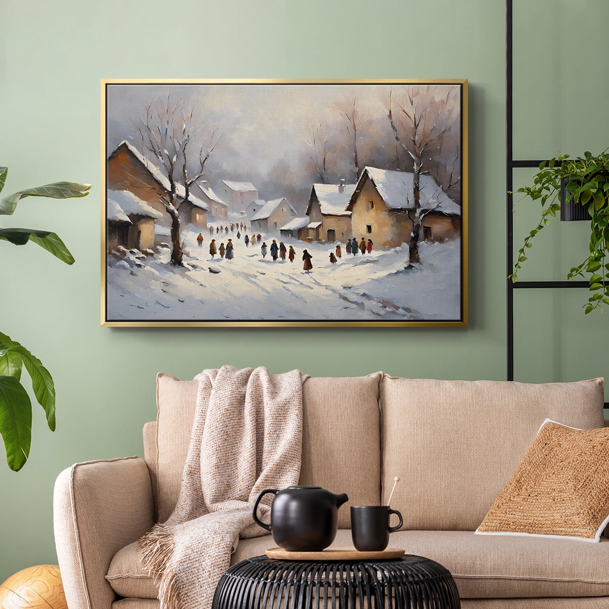 Vintage Landscape-CCX By Wexford Home Framed in Gold Wood Gallery Wrapped Canvas 25 in. x 37 in.