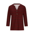 thumbnail image 4 of Trendy Graphic Tees for Women 2024 Plus Size Button Down V Neck 3/4 Sleeve Tunic Tops Cotton Summer Loose Casual Shirts S-4XL, Red, XL, 4 of 5
