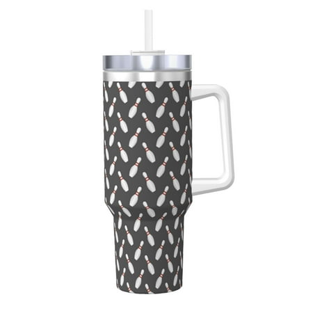 

KLL Bowling Pins Print 40oz Stainless Steel Insulated Car Cup Coffee Mug with Spillproof Lid - Keep Your Drink Hot or Cold on the Go