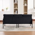 thumbnail image 3 of S-HOME Modern Plush Corduroy Upholstered Loveseat with Dual Side Pockets and Metal Legs, Sofa for Apartment, Black, 3 of 17