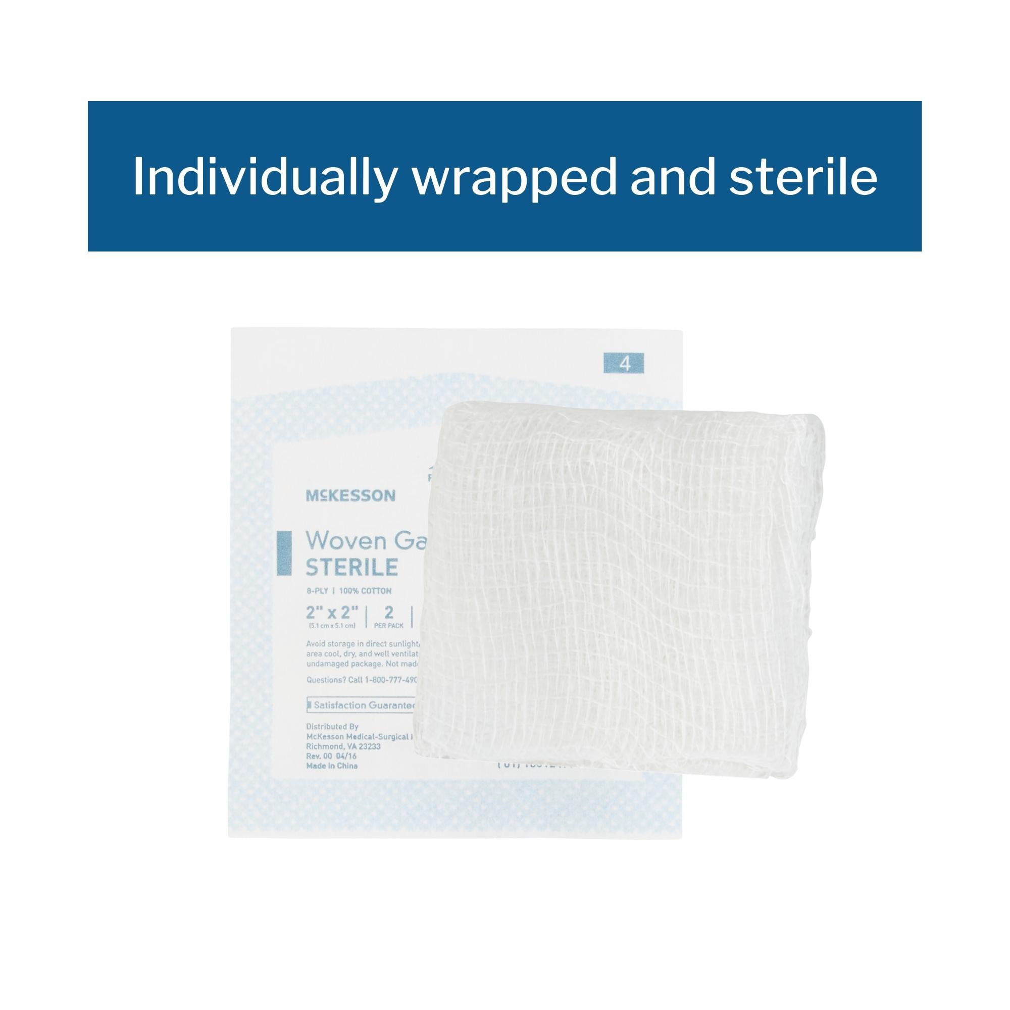 McKesson Gauze Sponges First Aid Supplies, Woven Wound Care Pad - 2 in x 2 in - 1500 Packs (2 per Pack), 3000 Gauze Pads