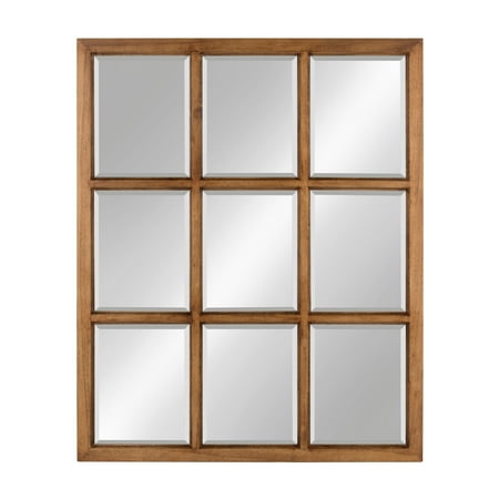 Wood Pane - Kate and Laurel Hogan 9 Windowpane Wood Wall Mirror, Rustic Caramel 26x32