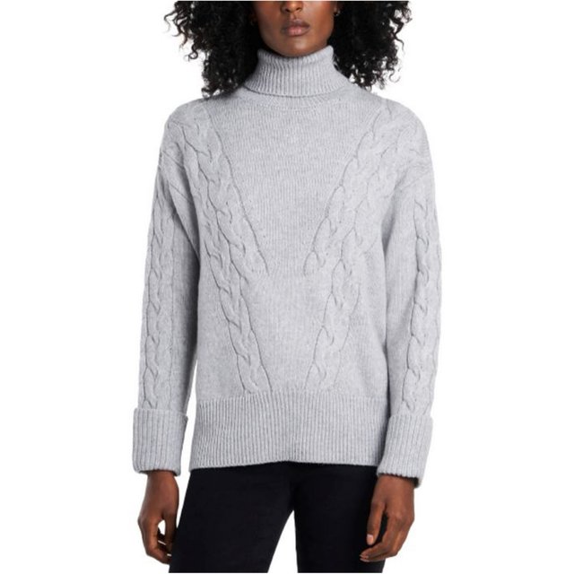 Vince Camuto Womens Cable-Stitch Pullover Sweater gray XS