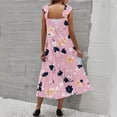 thumbnail image 4 of LWavelet Women's Square Neck Ruffle Strap Floral Print Tiered Midi Dress for Casual & Summer Wear Pink 2XL, 4 of 5