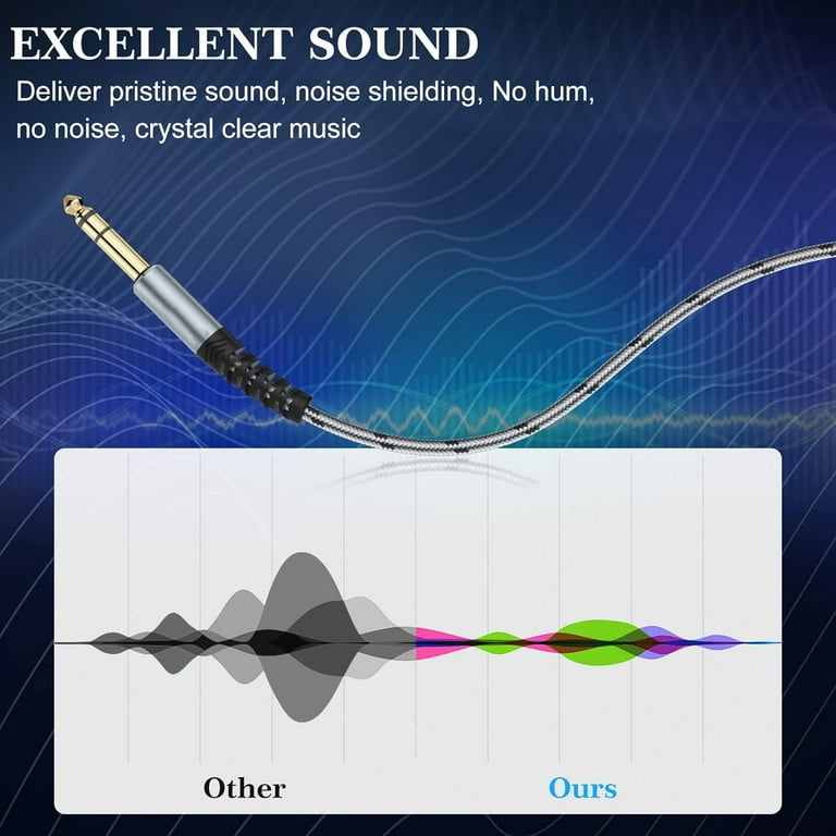 OTraki Câble De Guitare Tressé à Angle Droit Vers Câble D'instrument électrique Droit, Cordon TS