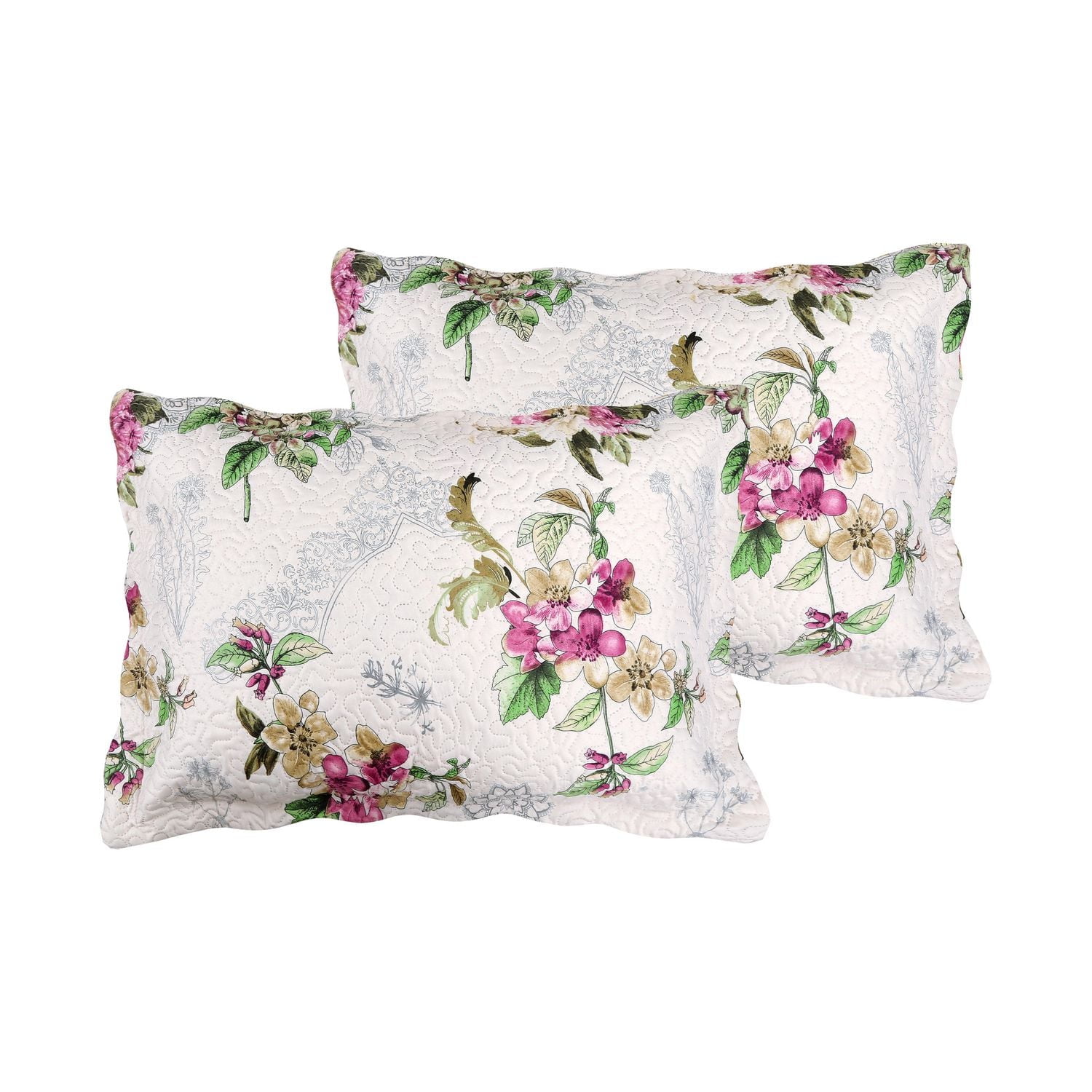 Marina Decoration Rich Printed Embossed Pinsonic Coverlet Bedset Ultra Soft Bedding Summer Quilt Set with Shams, Violet Floral Mandala Pattern