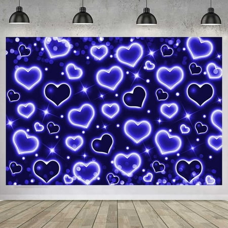 Blue Heart Early 2000s Backdrop Throwback Y2k Birthday Party Old School 90s Party Banner Decorations Photoshoot Backdrops Valentines Hearts Women Men Selfie Photo Booth Background