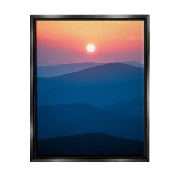 Stupell Industries Sunset Over Mountains Landscape Photography Black Floater Framed Canvas Art Print Wall Art, 17 x 21