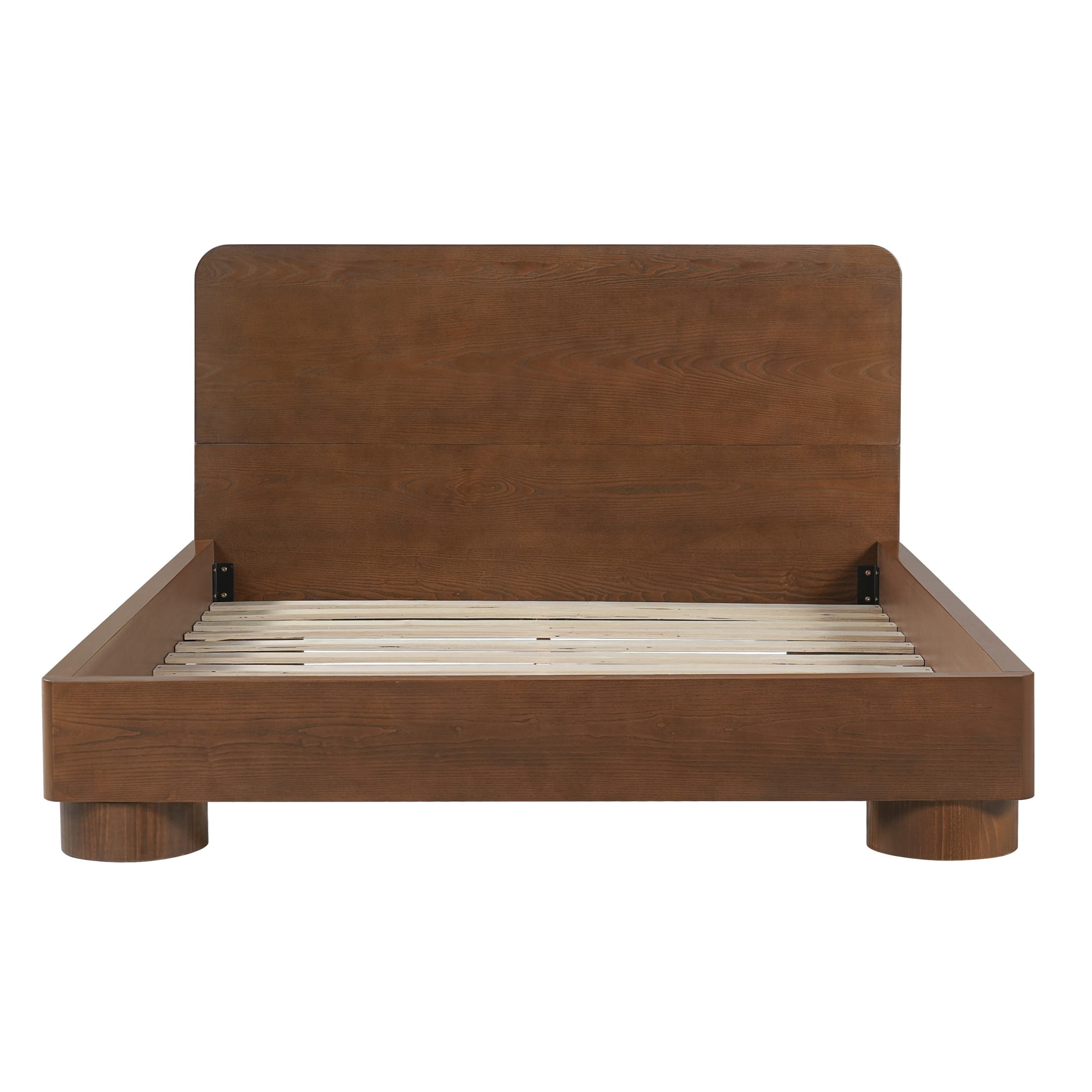 Christopher Knight Home Queen Modern Platform Bed with Rounded Headboard, Wood Frame, Walnut Finish
