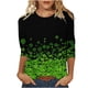 thumbnail image 2 of Xuyuer St. Patrick's Day Printed T-Shirt - Ladies' Loose Round Neck 3/4 Sleeve Top for Irish Festivals, Casual Green Themed Outfits, Seasonal Celebration Apparel & Fun Saint Patrick's Party Wear, 2 of 5