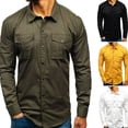 thumbnail image 1 of Chemise Homme Couleur Unie Multi-Poches Ajustée Manches Longues Col Rabattu, 1 of 8
