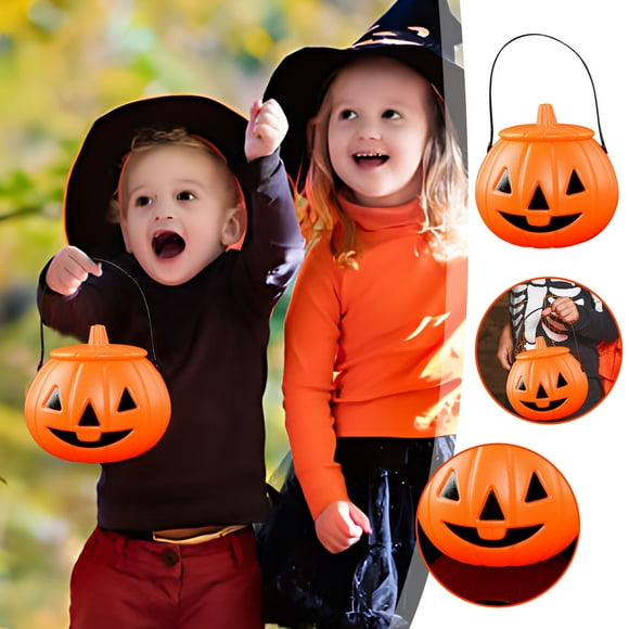 EGNMCR Halloween Decorations, Halloween Ornaments, Halloween Gifts Halloween New Handheld Pumpkin Bucket Ghost Festival Venue Decoration Lights pumpkin lamp