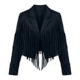 thumbnail image 3 of Women's Fringe Faux Suede Leather Jackets Trendy Fall Western Cropped Jacket Tassel Motorcycle Coats, 3 of 5