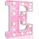 thumbnail image 3 of Pooqla Luces LED para Marquesina, Letra del Alfabeto con Purpurina Rosa iluminada, Letrero E, Funciona con Pilas para luz Nocturna, Fiesta de cumpleaños, Boda, Regalos para niñas, decoración navideña, 3 of 4