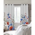 thumbnail image 3 of 4th of July Blackout Curtains, Light Blocking Print Window Curtains, Red Blue Floral Independence Day Poppy Flower Leaf Thermal Insulated Window Drapes for Living Room 2 Panels, 104"W x 63"L, 3 of 9