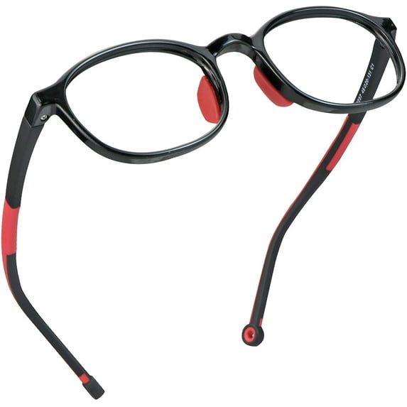 LifeArt Kid Blue Light Blocking Glasses, Filter 85% of Harmful Blue Light, Anti Eyestrain and Blurry, Computer Glasses(Black Red)