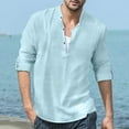 thumbnail image 2 of T Shirts for Men Casual Tops Winter Fall Long Sleeve Male Solid Roll Up Sleeve Blouse Stand Collar T-shirt Top, 2 of 5