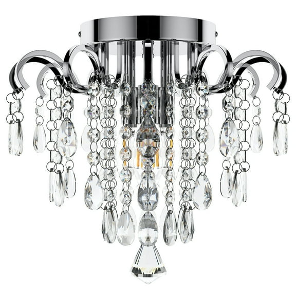 Aiwen 3 Lights Stylish Raindrop Crystal Chandelier Flush Mount Ceiling Lamp
