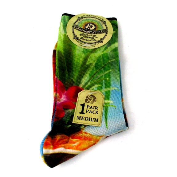 Margartitaville Graphic Print Crew Socks Pineapple with Glasses
